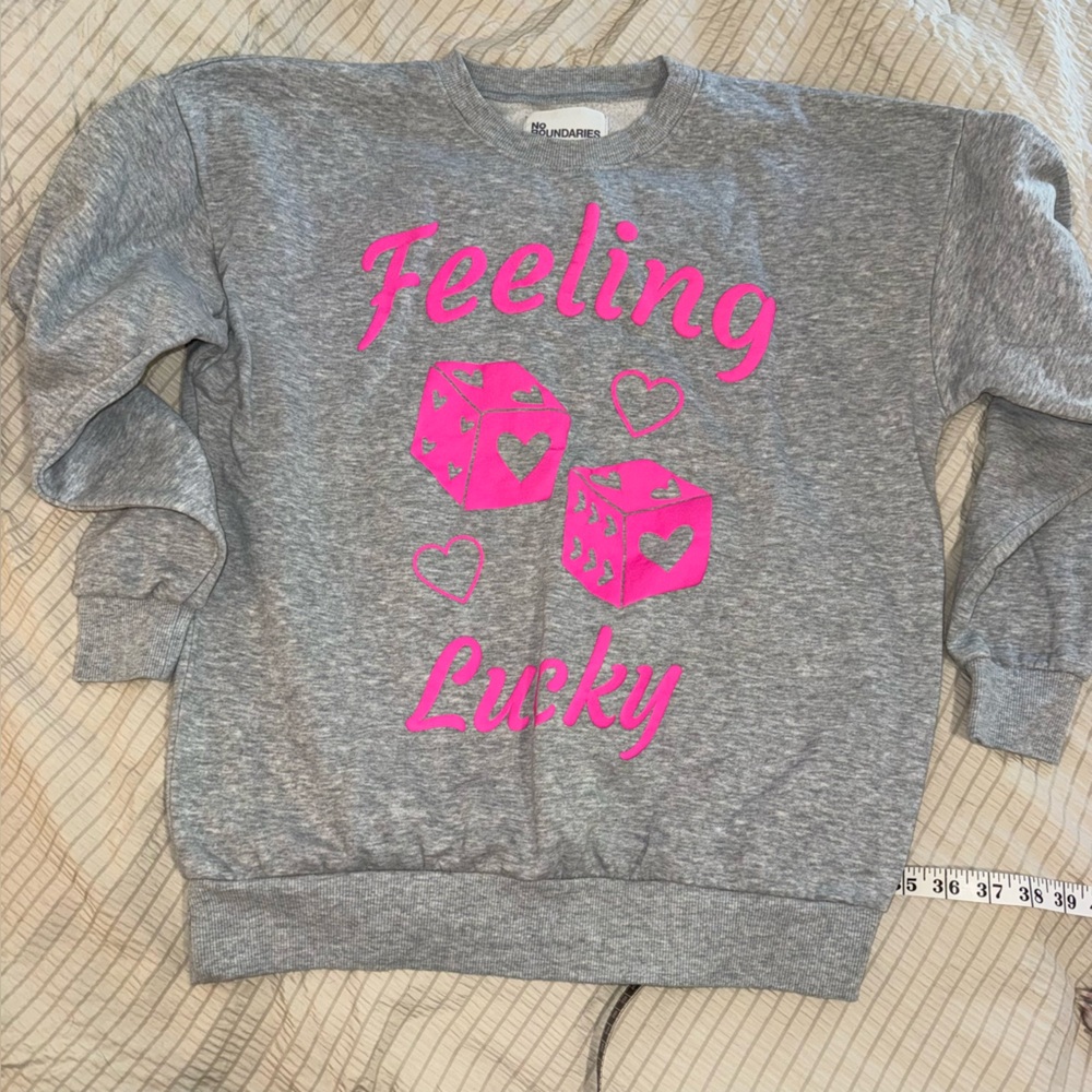 Grey NOBO Feeling Lucky Oversized Graphic Sweatshirt small